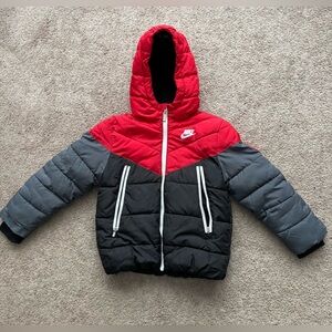Nike Red, Gray, and Black Puffer Jacket
